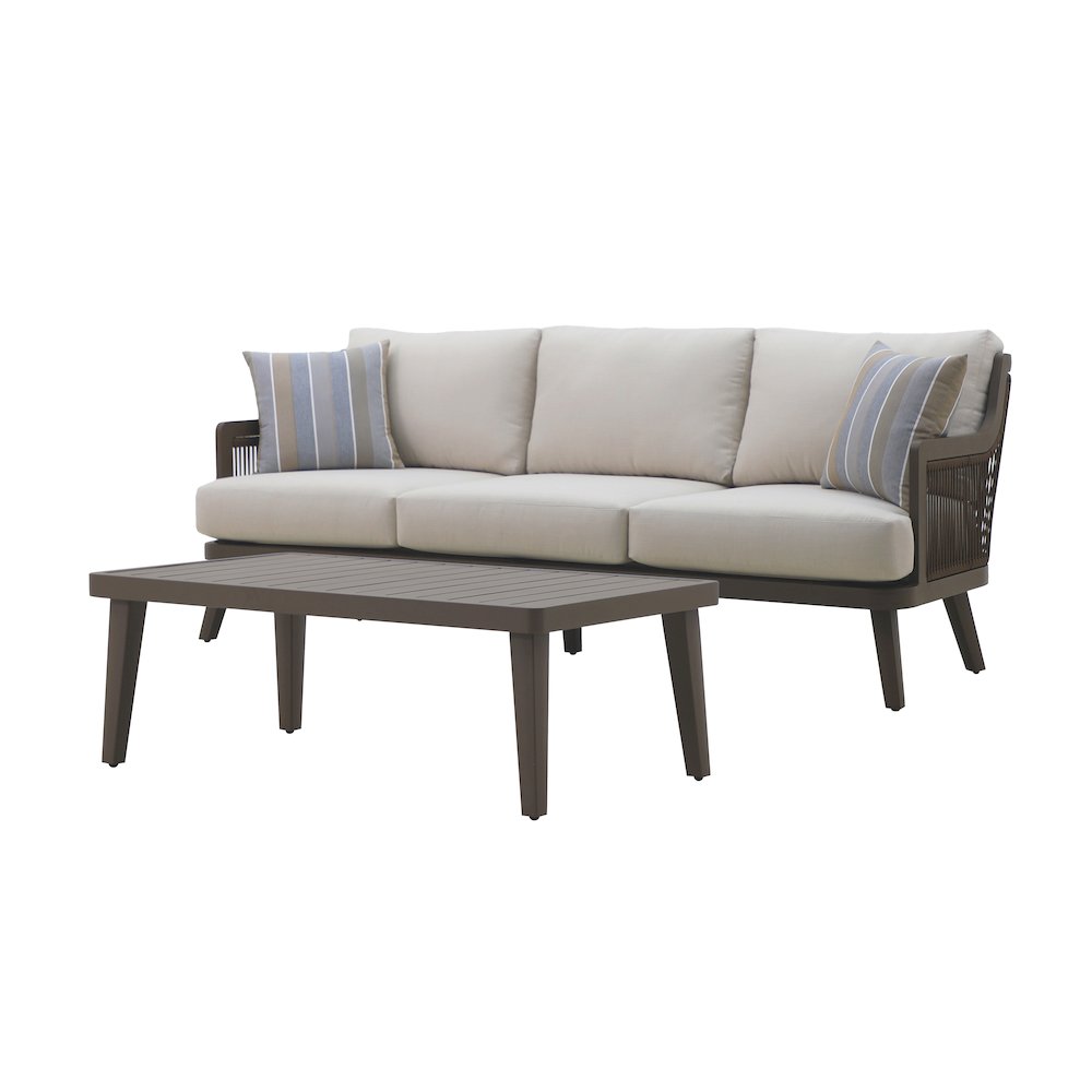 Genova 2-Piece Metal & Wicker Patio Set in Brown/Gray
