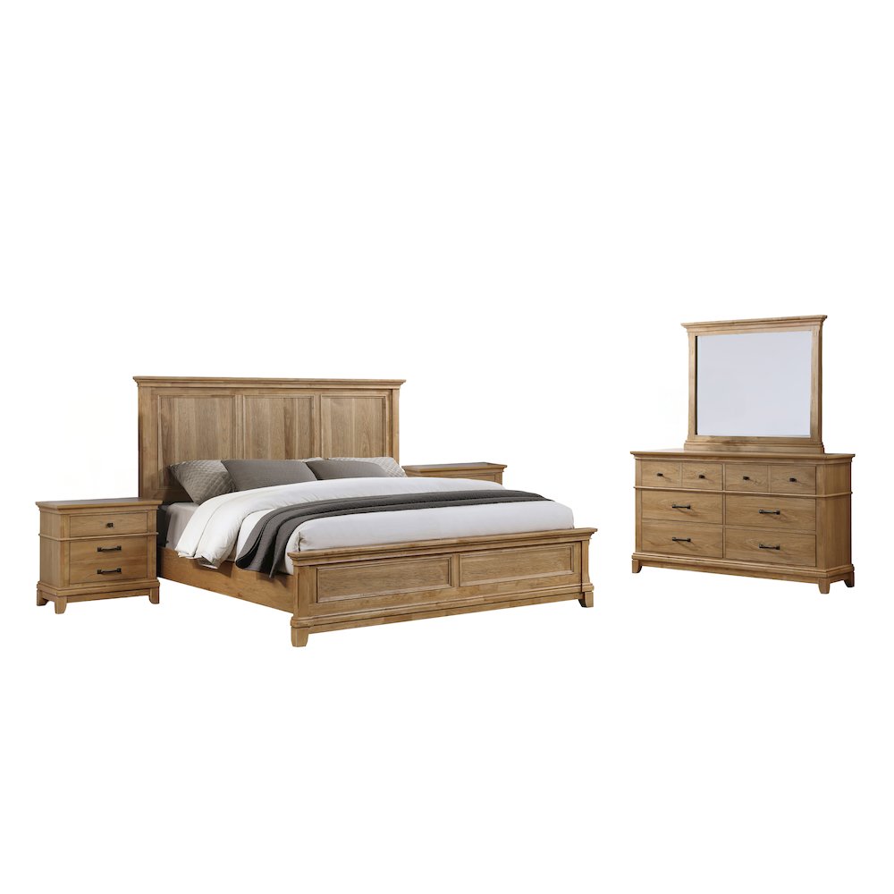 Sunstone 5-Pc Wood King Bedroom Set in Honey
