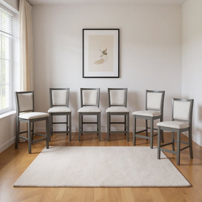 Amy Wood Counter Chair in Gray (Set of 6)