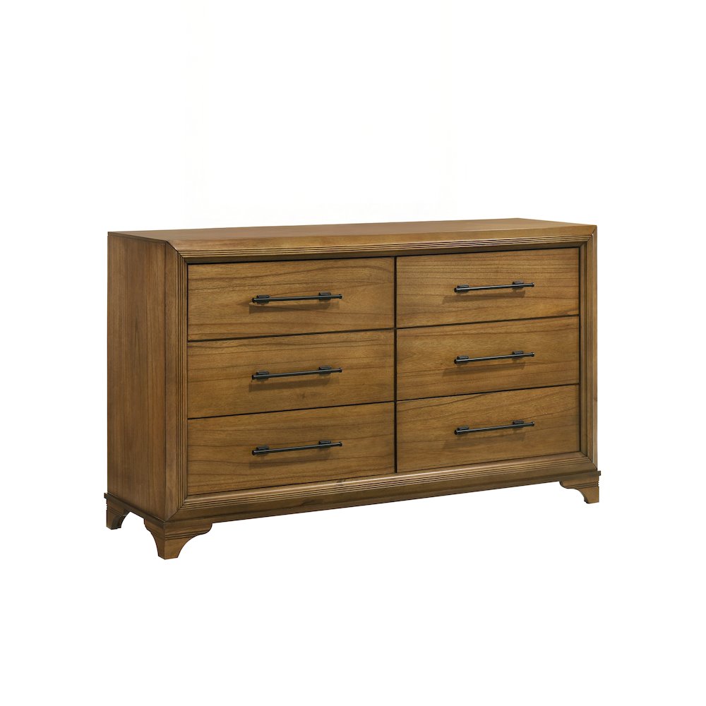 Talcott Wood 6-Drawer Dresser in Honey/Brown