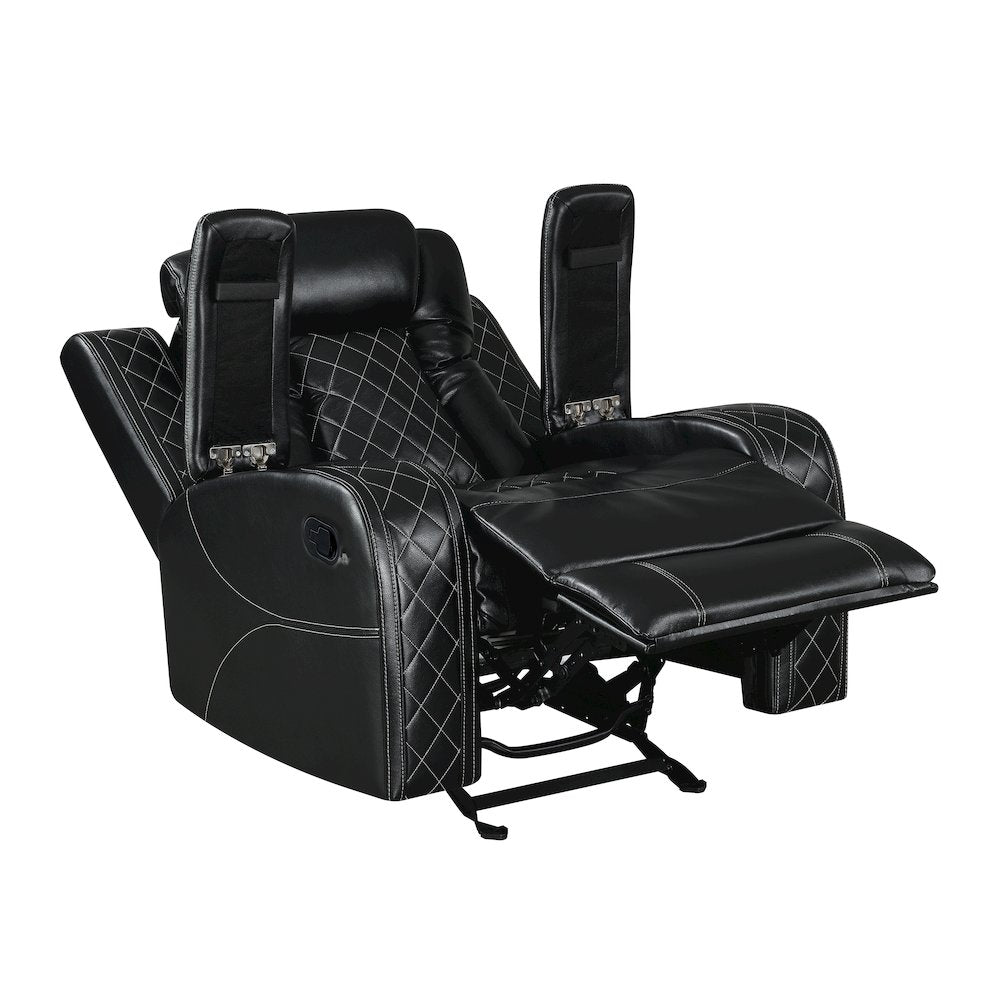 Orion II Faux Leather Glider Recliner, Black