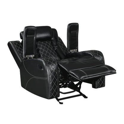 Orion II Faux Leather Glider Recliner, Black
