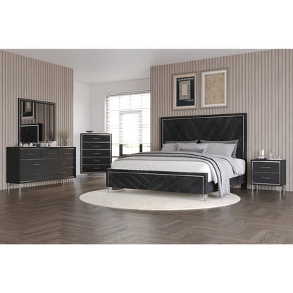 Ava 5-Pc Wood King Bedroom Set with Chest in Ebony Black