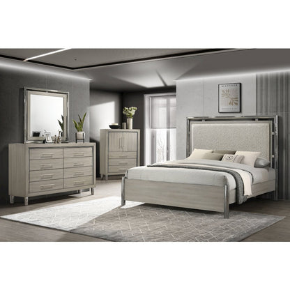 New Classic Furniture Lennox 4Pc Wood King Bedroom Set w Chest in Gray