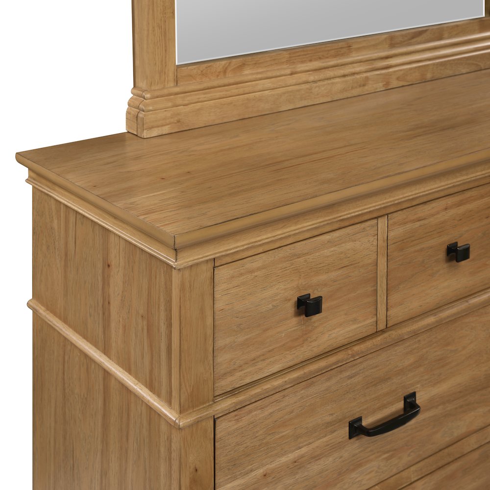 Sunstone 2-Piece Wood Dresser and Mirror Set in Honey