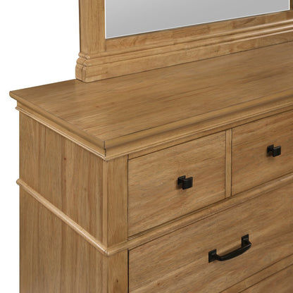 Sunstone 2-Piece Wood Dresser and Mirror Set in Honey