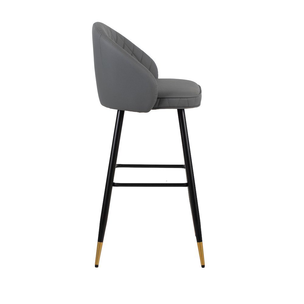 Oliver Vegan Leather Bar Chair in Gray (Set of 2)