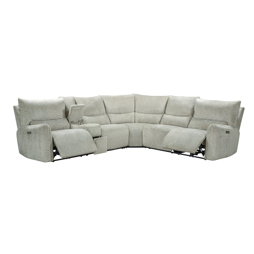 Remsen 3-Piece Polyester Fabric Power Sectional in Latte