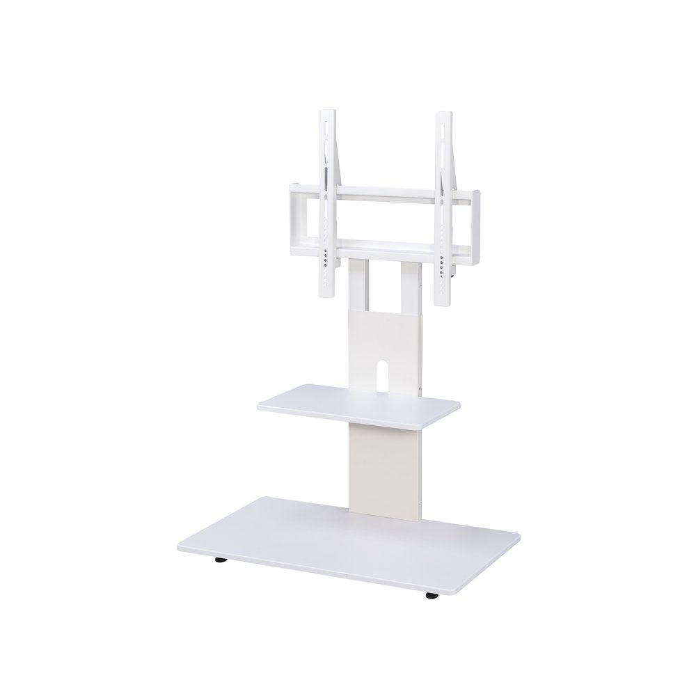 TV Stand with Mount with Two Shelves, Adjustable, in White