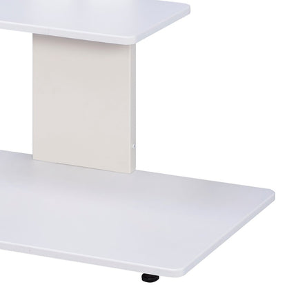 TV Stand with Mount with Two Shelves, Adjustable, in White