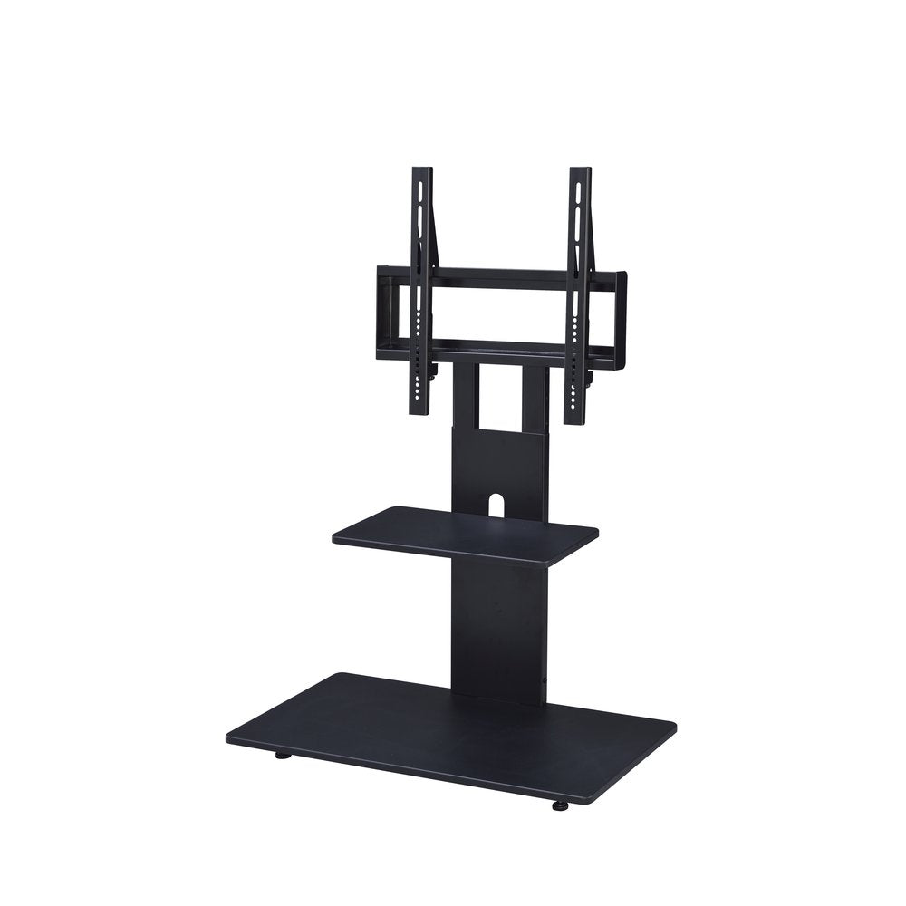 TV Stand with Mount with Two Shelves, Adjustable, in Black
