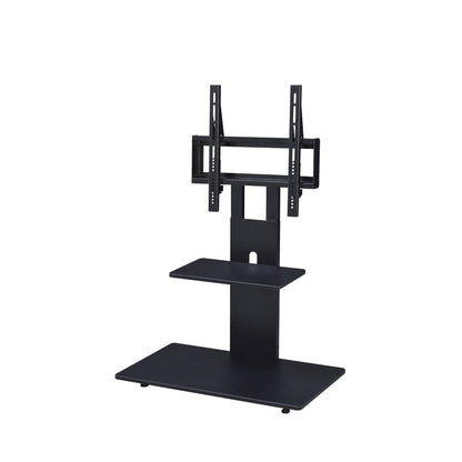 TV Stand with Mount with Two Shelves, Adjustable, in Black