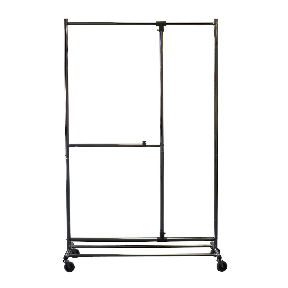 Adjustable garment rack, chrome finish with casters