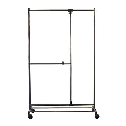 Adjustable garment rack, chrome finish with casters