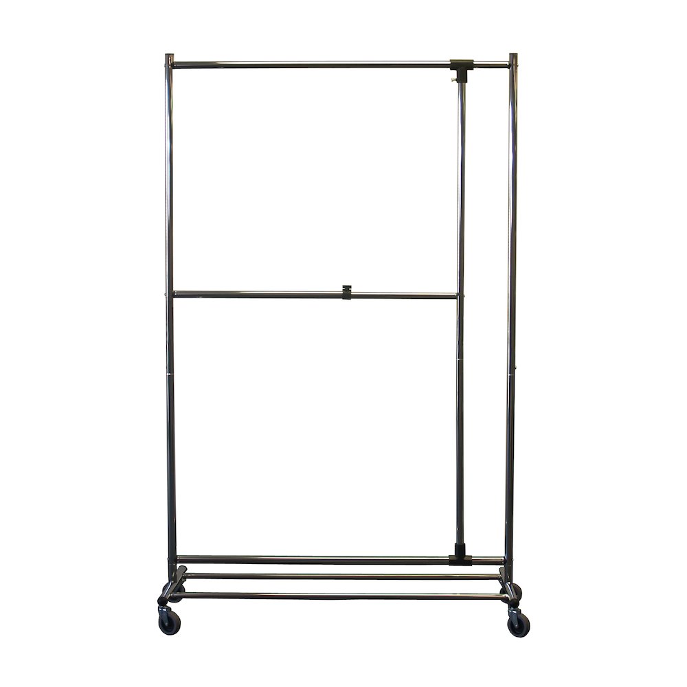 Adjustable garment rack, chrome finish with casters