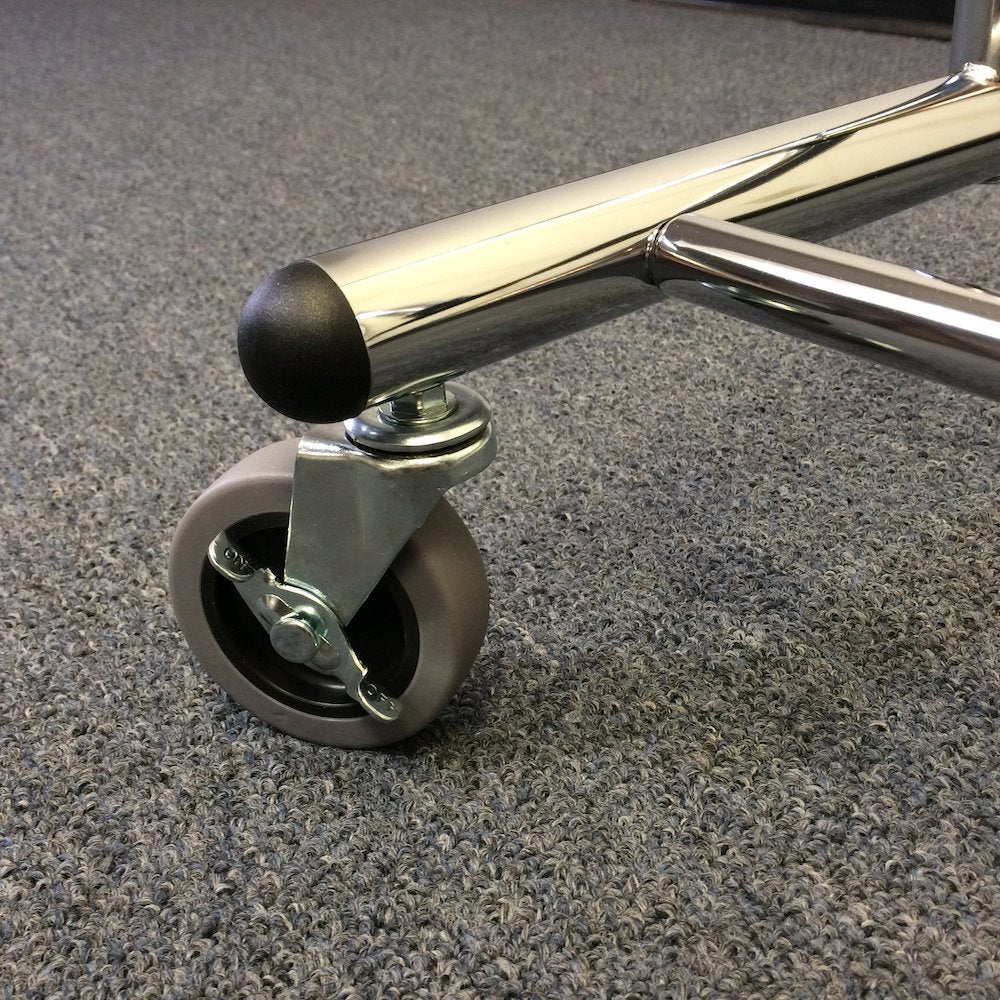Adjustable garment rack, chrome finish with casters