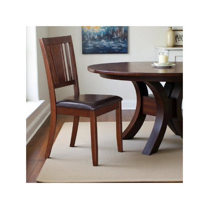 Elegant Wooden Dining Chairs Set of 2 Faux Leather Seat for Kitchen