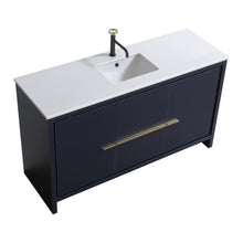 KubeBath Dolce 60″ Blue  Modern Bathroom Vanity with White Quartz Counter-Top
