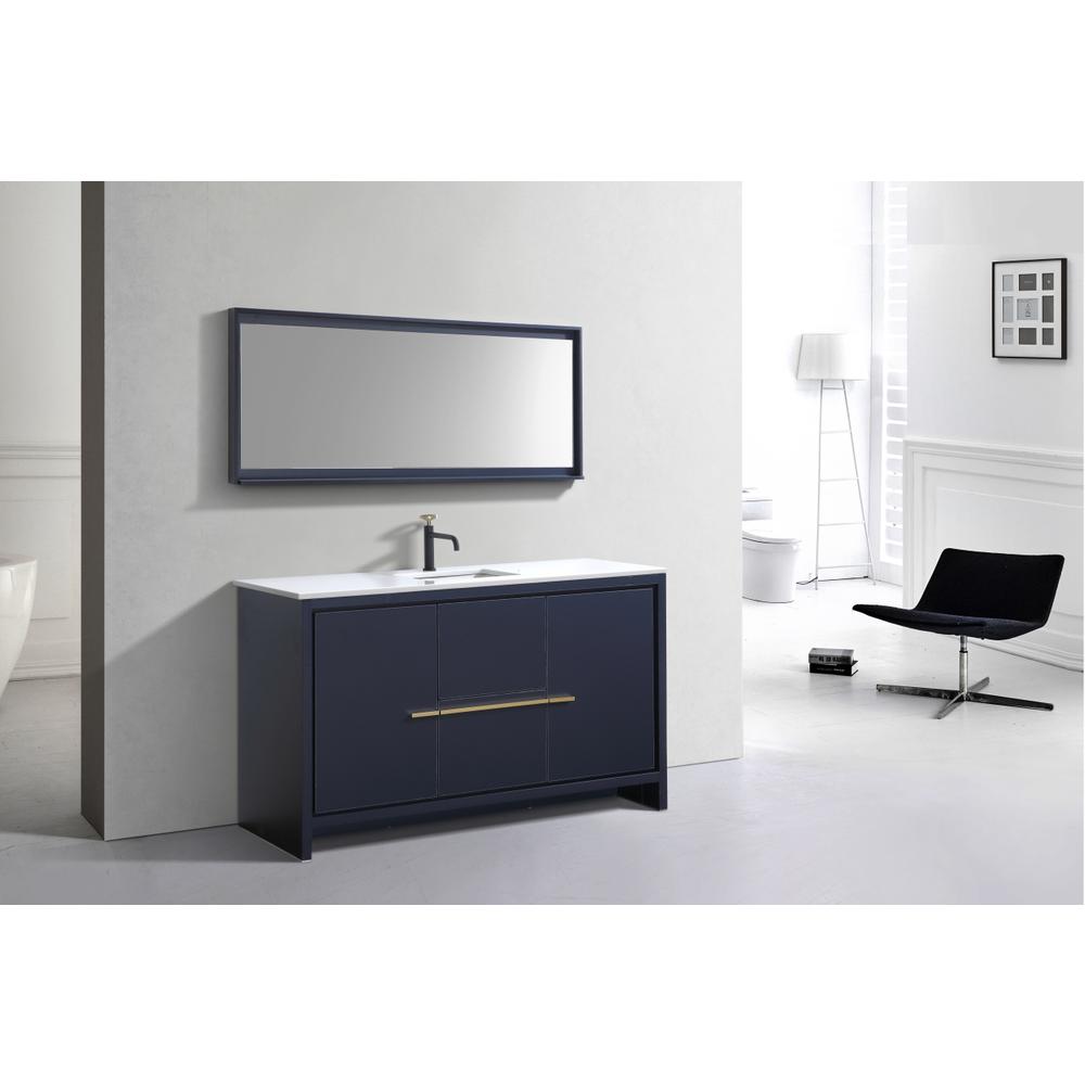 KubeBath Dolce 60″ Blue  Modern Bathroom Vanity with White Quartz Counter-Top