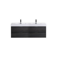 Bliss 72" Double  Sink Black Wall Mount Modern Bathroom Vanity