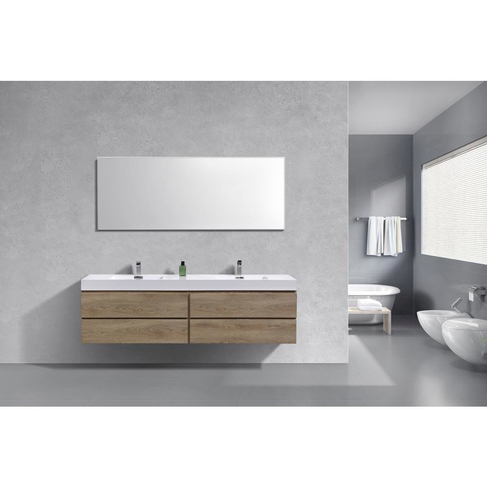 Bliss 72" Double  Sink Butternut Wall Mount Modern Bathroom Vanity