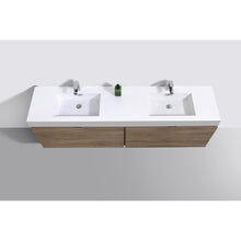 Bliss 72" Double  Sink Butternut Wall Mount Modern Bathroom Vanity