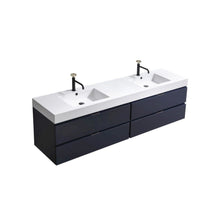 Bliss 80" Double  Sink Blue  Wall Mount Modern Bathroom Vanity