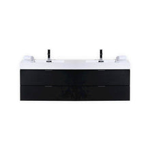 Bliss 80" Double Sink High Gloss White Wall Mount Modern Bathroom Vanity