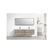 Bliss 80" Double  Sink Nature Wood Wall Mount Modern Bathroom Vanity