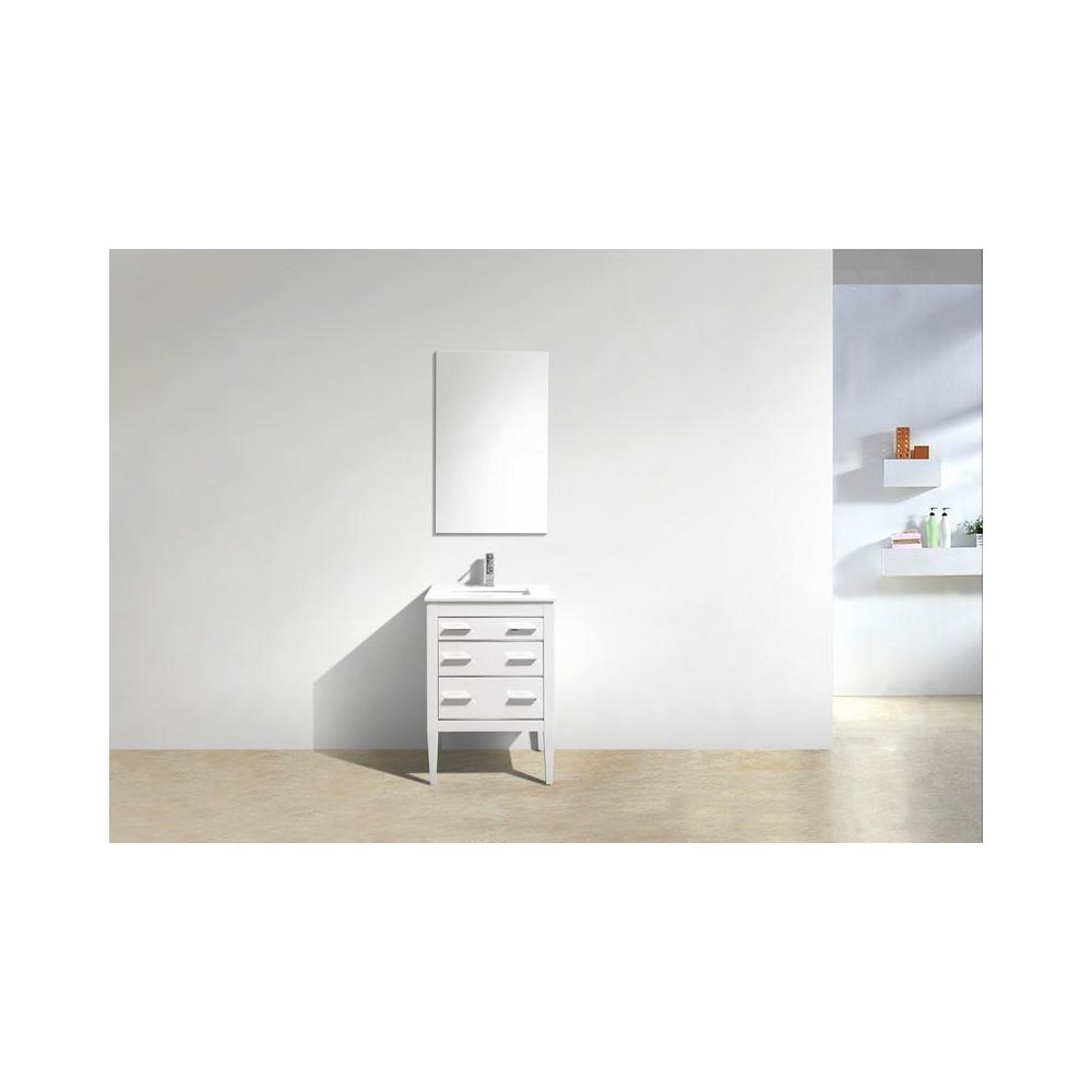 Eiffel 24'' High Gloss White Vanity W/ Quartz Counter Top