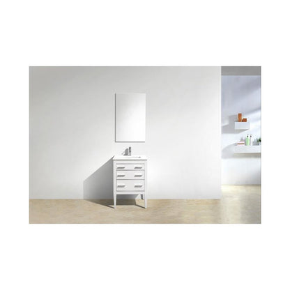 Eiffel 24'' High Gloss White Vanity W/ Quartz Counter Top