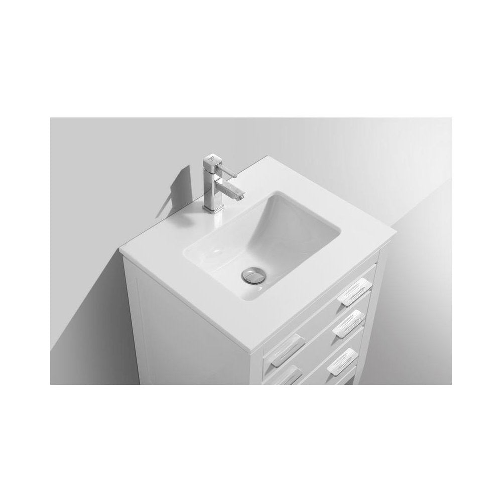 Eiffel 24'' High Gloss White Vanity W/ Quartz Counter Top