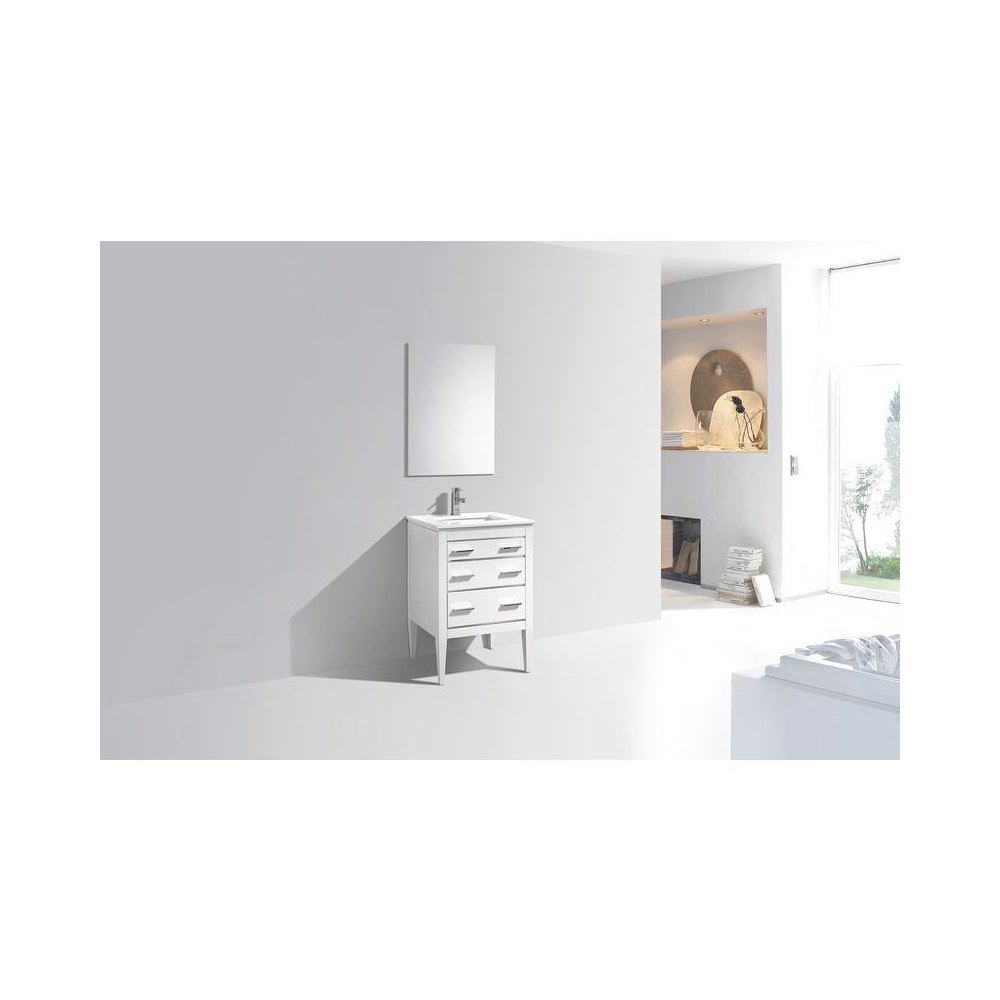 Eiffel 24'' High Gloss White Vanity W/ Quartz Counter Top
