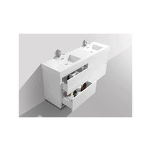 Bliss 60" Double Sink High Gloss White Free Standing Modern Bathroom Vanity