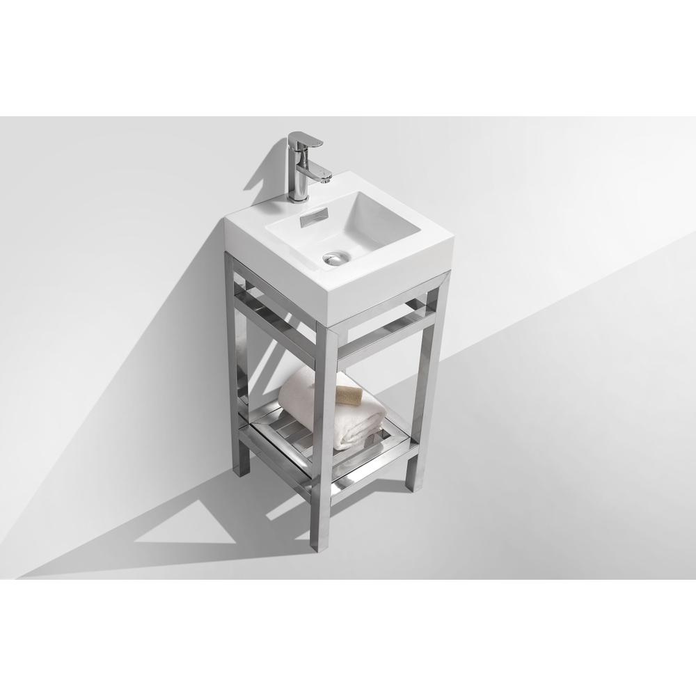 Cisco 16" Stainless Steel Console with Acrylic Sink - Chrome