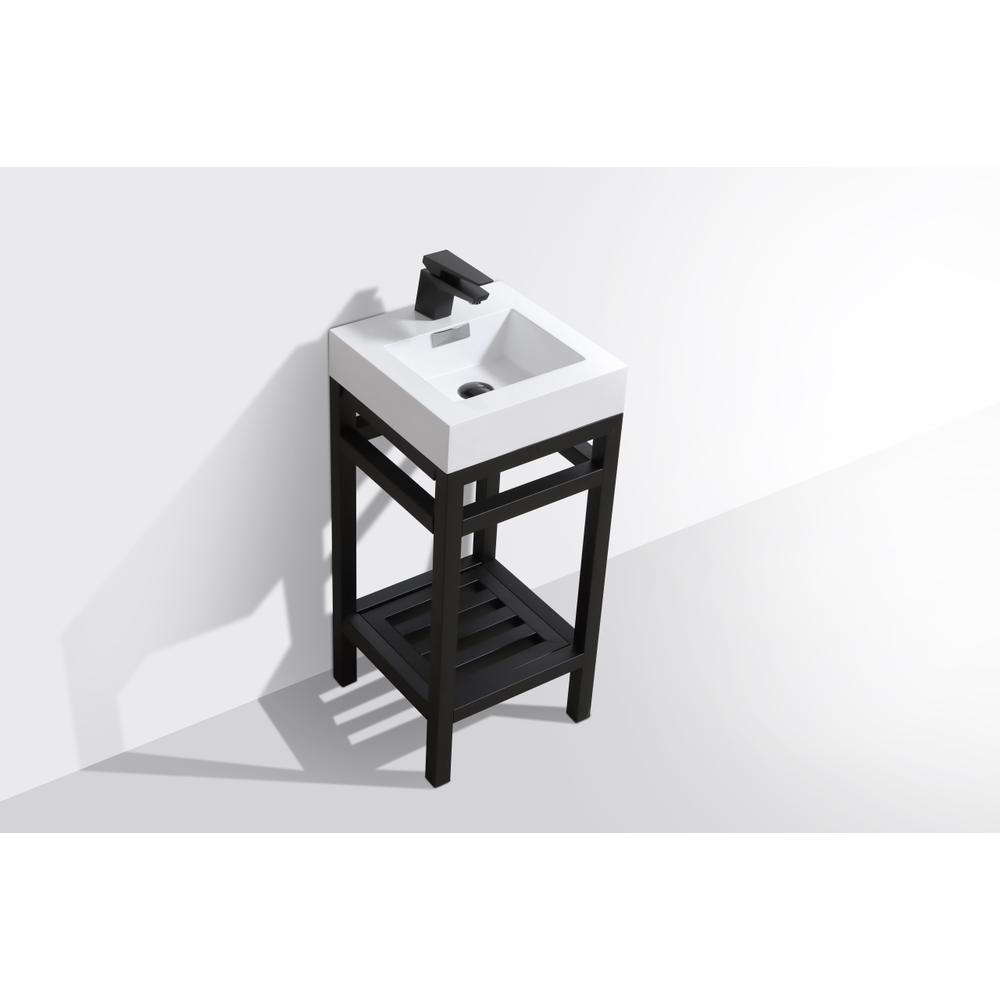 Cisco 16" Stainless Steel Console with Acrylic Sink - Matt Black
