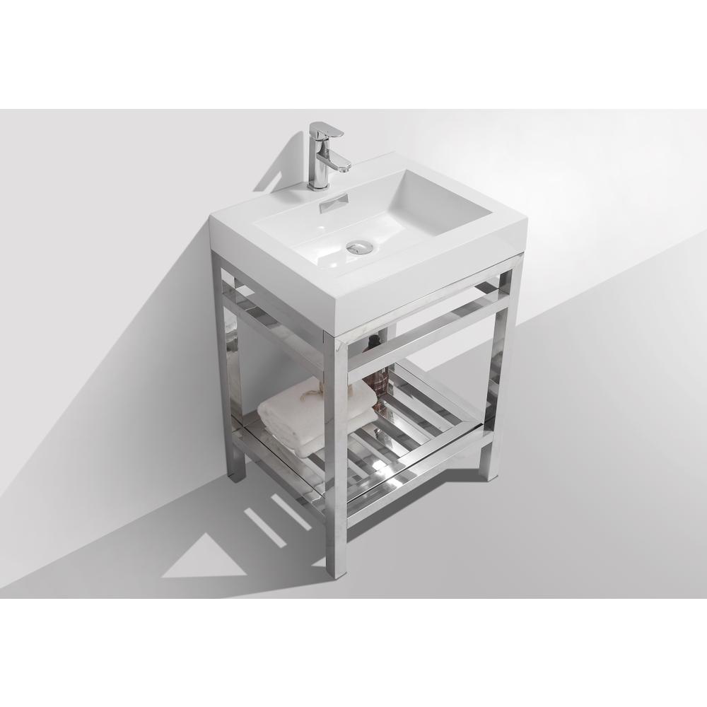 Cisco 24" Stainless Steel Console with Acrylic Sink - Chrome