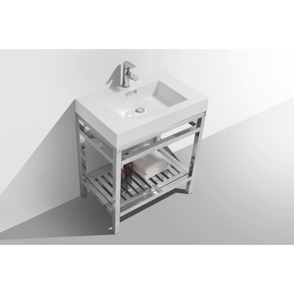 Cisco 30" Stainless Steel Console with Acrylic Sink - Chrome
