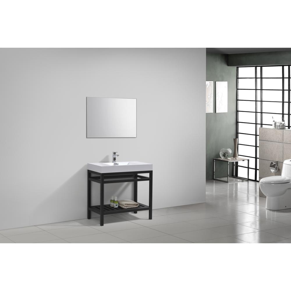 Cisco 36" Stainless Steel Console with Acrylic Sink - Matt Black