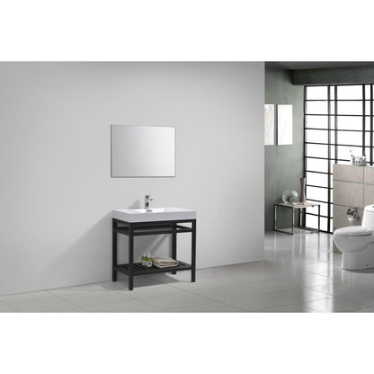 Cisco 36" Stainless Steel Console with Acrylic Sink - Matt Black