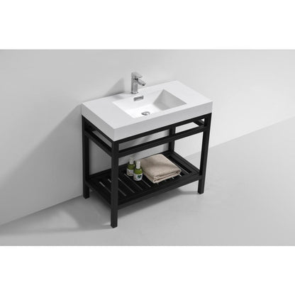 Cisco 36" Stainless Steel Console with Acrylic Sink - Matt Black