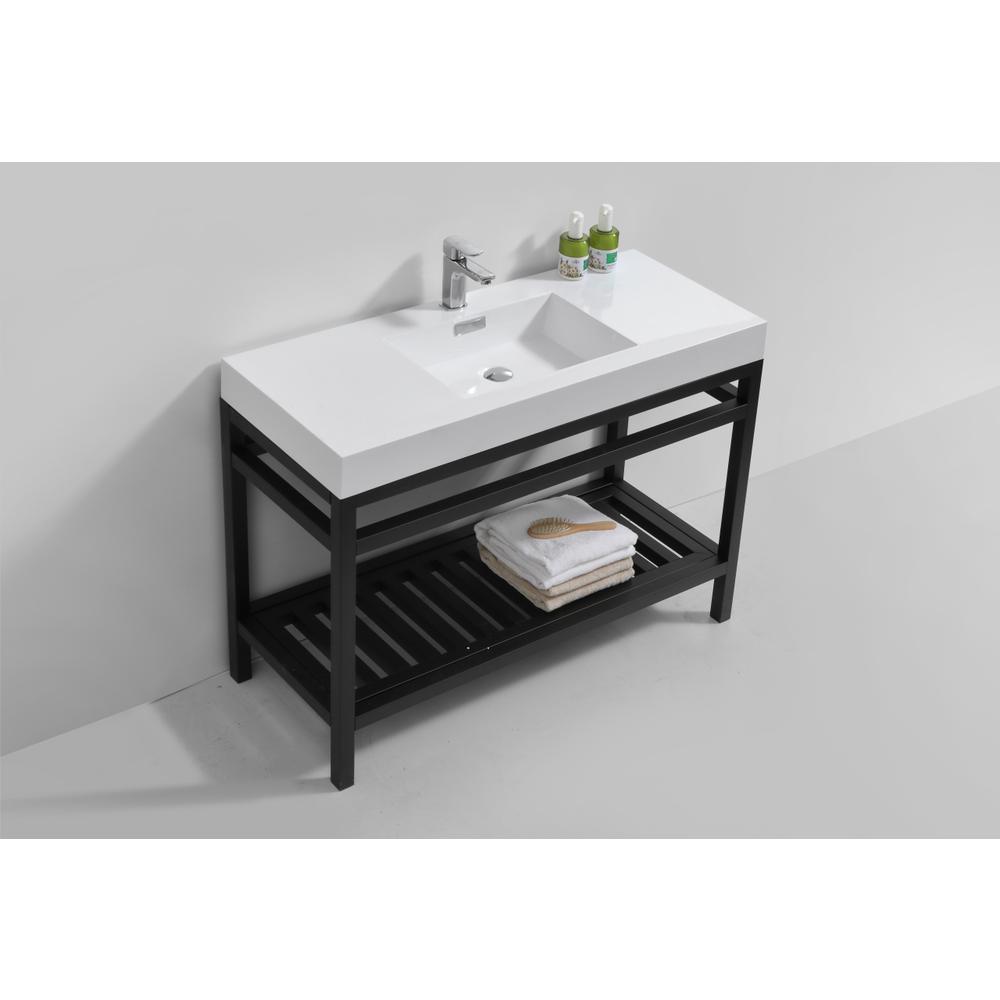 Cisco 48" Stainless Steel Console with Acrylic Sink - Matt Black