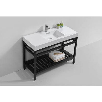 Cisco 48" Stainless Steel Console with Acrylic Sink - Matt Black