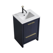 KubeBath Dolce 24″ Blue  Modern Bathroom Vanity with White Quartz Counter-Top