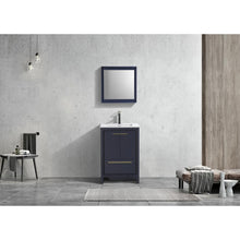 KubeBath Dolce 24″ Blue  Modern Bathroom Vanity with White Quartz Counter-Top