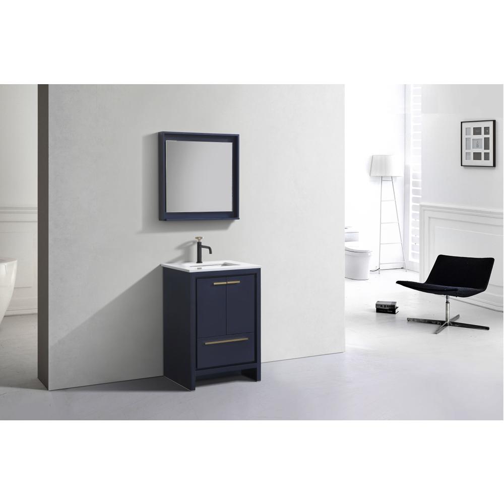 KubeBath Dolce 24″ Blue  Modern Bathroom Vanity with White Quartz Counter-Top