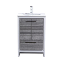 24″ Ash Gray Modern Bathroom Vanity with White Quartz Counter-Top