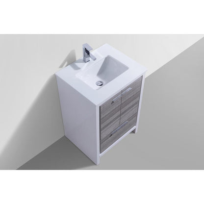 24″ Ash Gray Modern Bathroom Vanity with White Quartz Counter-Top