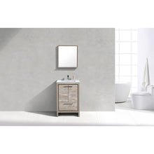 24″ Nature Wood Modern Bathroom Vanity with White Quartz Counter-Top
