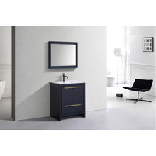 KubeBath Dolce 30″ Blue  Modern Bathroom Vanity with White Quartz Counter-Top